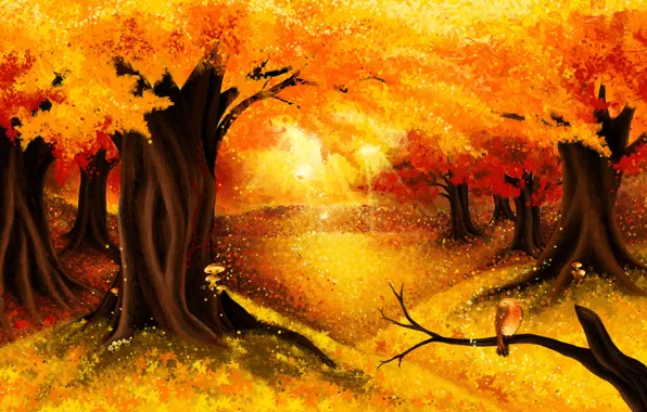 Картинка осень, лес, природа, арт, золотая осень