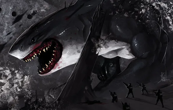 Картинка акула, art, SWAT, by TheRisingSoul, Shark Attack