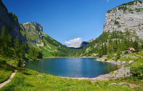 Горы, озеро, Альпы