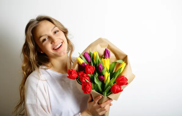 Картинка цветы, colorful, тюльпаны, love, romantic, tulips, gift