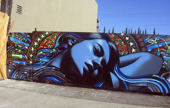 Картинка девушка, city, город, улица, girl, street, street art, стрит-арт