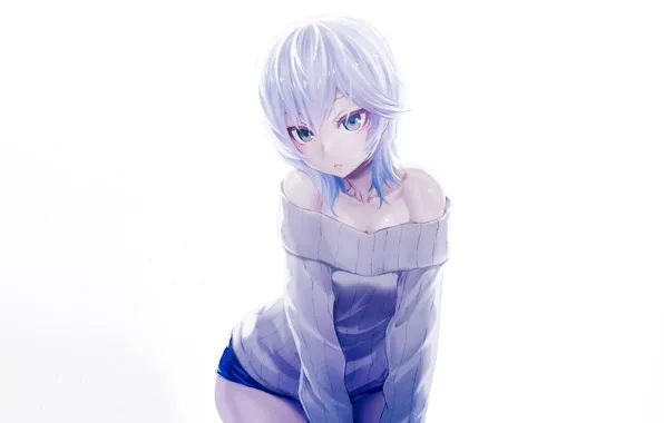 Girl, sexy, Anastasia, shorts, long hair, anime, blue eyes, beautiful