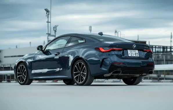 Car, машина, небо, BMW, сзади, blue, номера, coupe