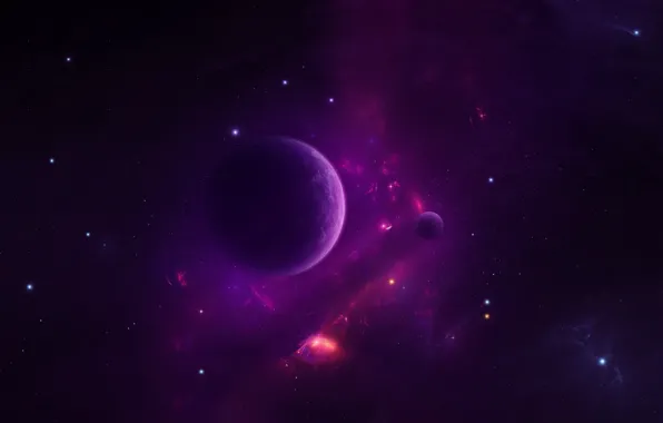 Звезды, Планета, Туманность, Планеты, Stars, Space, Art, Спутник