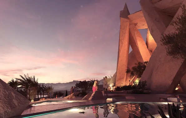 Sky, sunset, stones, neom, saudi arabia, xaynor, ultimate members club