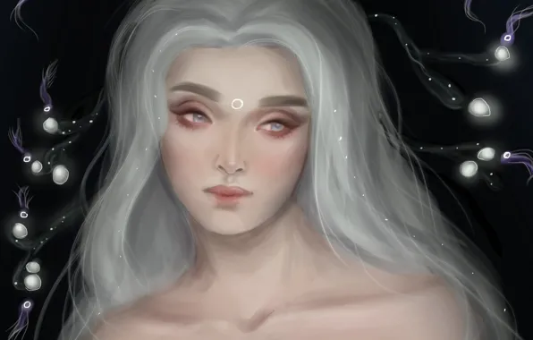 Картинка девушка, волосы, арт, белые, Saphalia