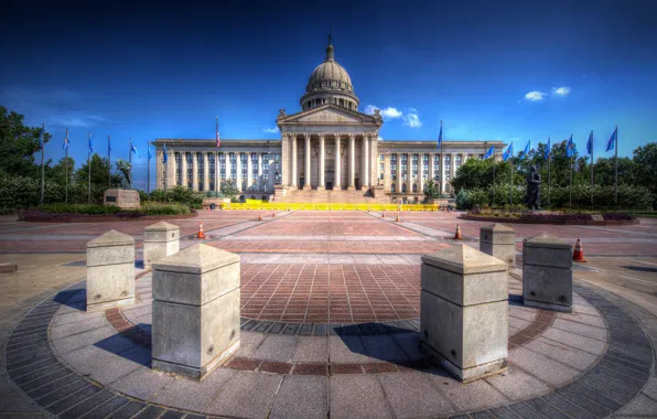 HDR, площадь, США, дворец, капитолий, Oklahoma State Capitol