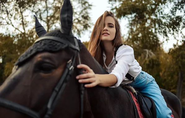 Картинка девушка, конь, лошадь, Алина Божко, Кристина Степанова