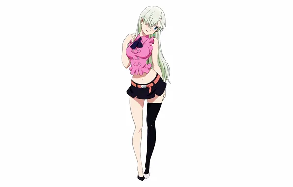 Girl, sexy, blouse, thighhighs, long hair, anime, beautiful, pretty