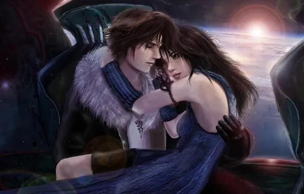 Картинка девушка, любовь, парень, объятие, Squall, Final Fantasy VIII, Rinoa