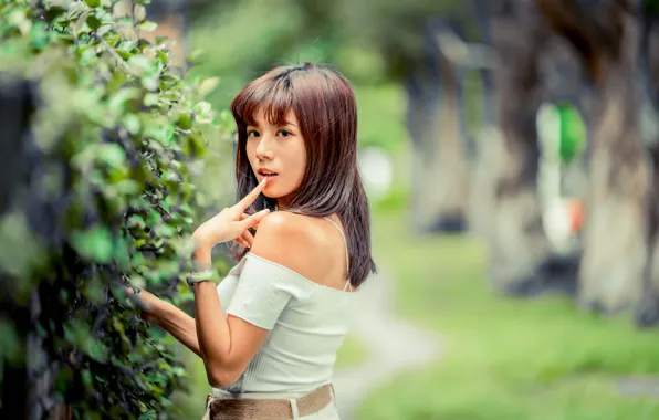 Девушка, азиатка, милашка, боке