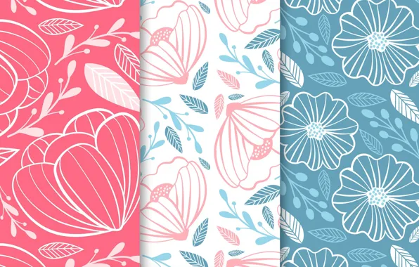 Цветы, текстура, colorful, розовый фон, flower, patterns, голубой фон