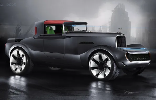 Фантастика, тюнинг, рисунок, Rolls-Royce, мафия, футуризм