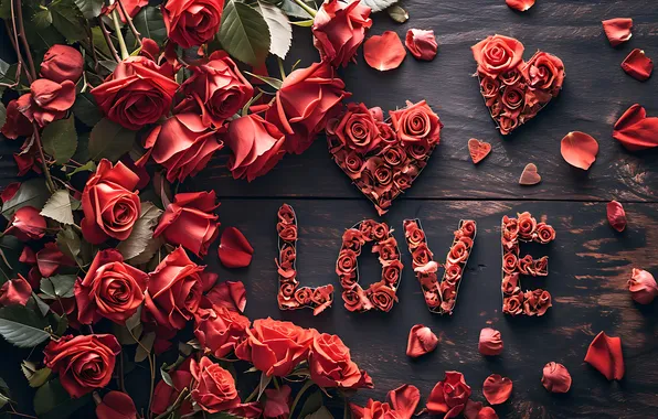 Картинка любовь, цветы, романтика, сердце, розы, love, happy, День святого Валентина