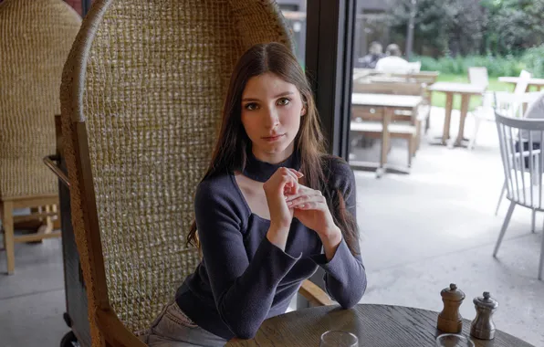 Long hair, model, awesome, brunette, table, gorgeous, photoshoot, posing