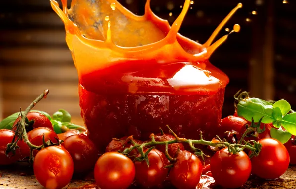 Брызги, ветка, сок, juice, fresh, помидоры, tomatoes