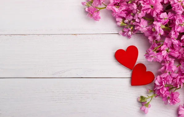 Картинка цветы, сердце, love, розовые, wood, pink, flowers, romantic