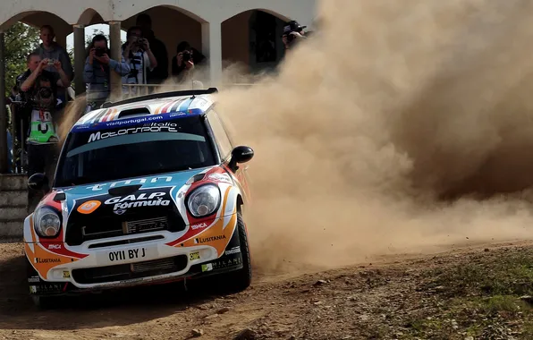 Картинка Пыль, Люди, Занос, Mini Cooper, Rally, Ралли, MINI, Передок