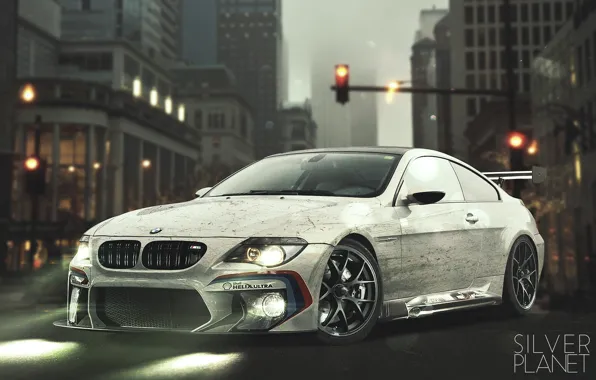 Авто, Белый, BMW, Машина, Грязь, Фары, Car, Автомобиль