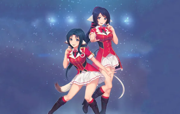 Фон, девушки, аниме, арт, Прославленный, Utawarerumono