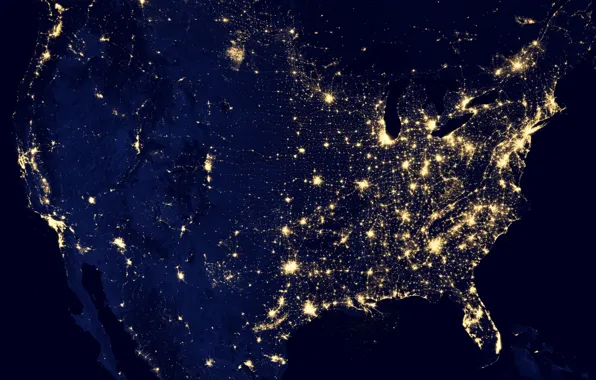 Картинка ночь, огни, США