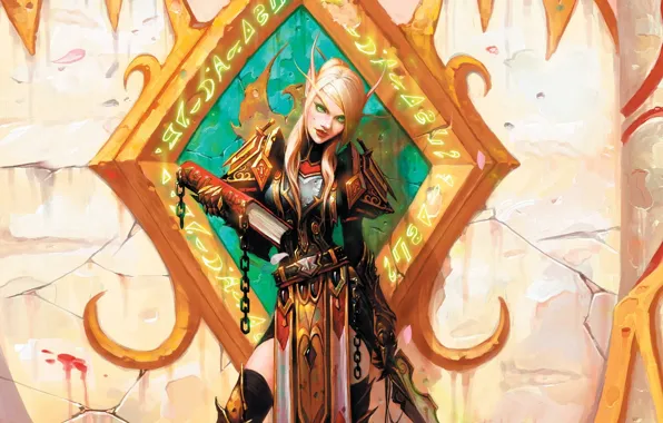 Картинка маг, книга, WoW, World of Warcraft, эльфка