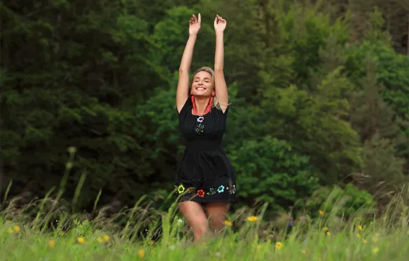 Grass, forest, hot girl, trees, nature, model, outside, sexy woman