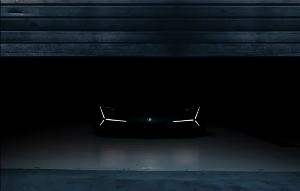 Картинка темнота, Lamborghini, вид спереди, 2017, Terzo Millennio Concept