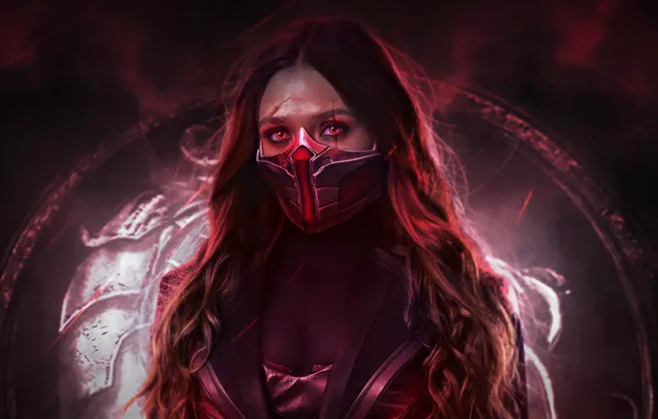 Girl, fighter, Mortal Kombat, mask, video games, Scarlet, charliehgl