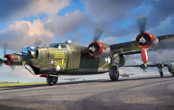 США, бомбардировщик, Consolidated B-24 Liberator, Тяжелый, US Airforce, Ли Лао, USAF B-24J Liberator