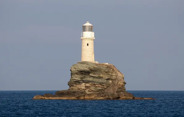 Картинка маяк, Греция, Greece, Эгейское море, Tourlitis Lighthouse, остров Андрос, Andros Island