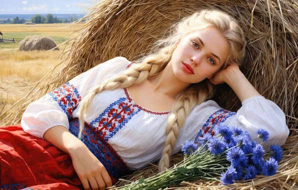 Картинка girl, beautiful, blonde, braids
