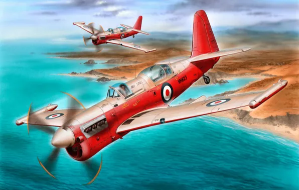 Картинка art, airplane, painting, aviation, Fairey Firefly