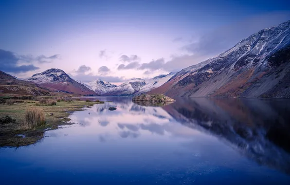 Великобритания, Водоем, Озера, Долина, Valley, Lakes, Заснеженные горы, Snowy Mountains