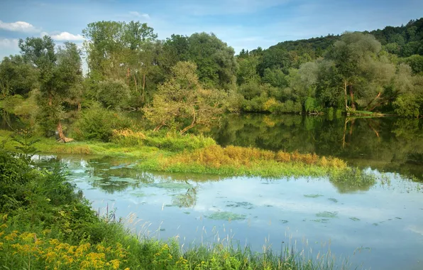 Природа, река, фото, Германия, Бавария, Niederaichbach