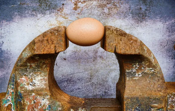 Картинка яйцо, ржавчина, тиски