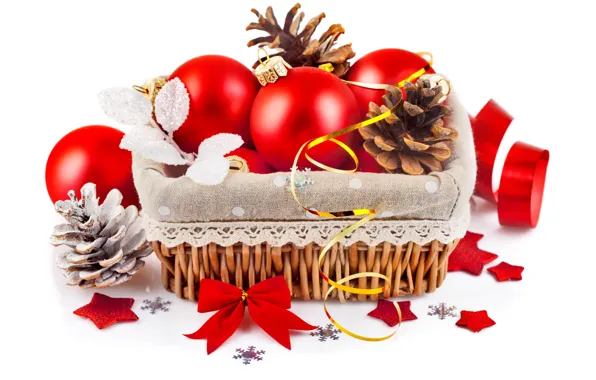 Картинка шарики, украшения, праздник, Новый Год, Рождество, red, Christmas, balls