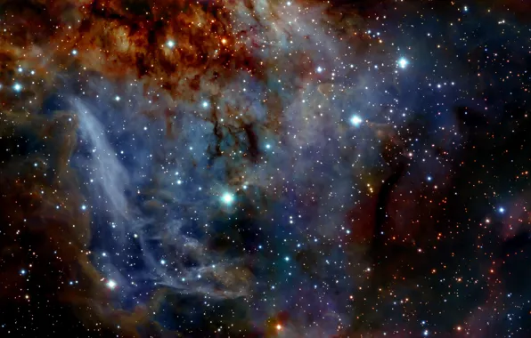 Nebula, RCW 38, Gas Clouds, The Sails, Constellation of Vela, HAWK-I, HII region, O-type stars