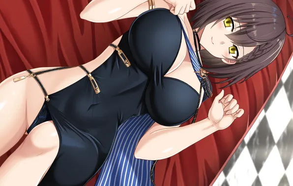 Girl, sexy, lingerie, pantsu, cleavage, panties, dress, brown hair