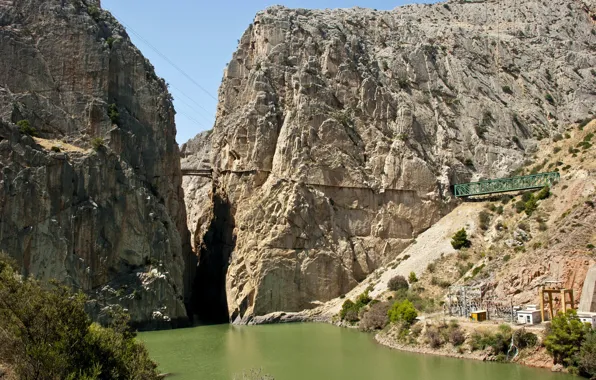 Природа, скала, река, фото, Испания, Andalusia, El Chorro