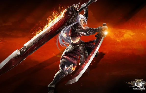 Fire, red, flame, sword, game, online, ken, blade