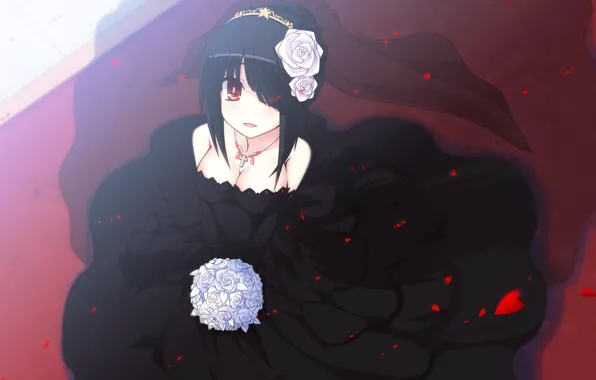 Картинка букет, черное платье, Anime, Date a Live, Tokisaki Kurumi