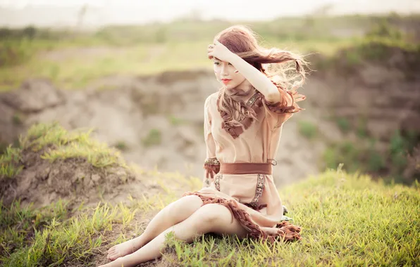 Лето, девушка, азиатка