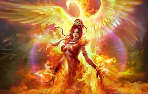 Картинка огонь, fire, dota, phoenix, персонаж, dota 2, lina