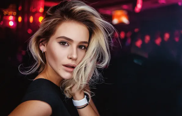 Взгляд, поза, блондинка, боке, bokeh, look, blonde, pose