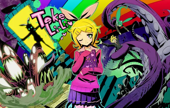 Девушка, череп, блокнот, парень, vocaloid, бантик, вокалоид, Miku