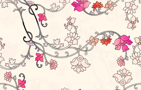Цветы, фон, flower, leaves, Background, patern