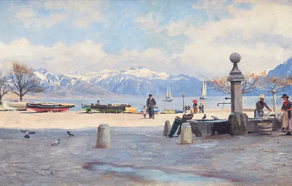 Картинка 1887, датский живописец, Петер Мёрк Мёнстед, Peder Mørk Mønsted, Danish realist painter, oil on canvas, …