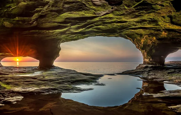 Пейзаж, закат, природа, скалы