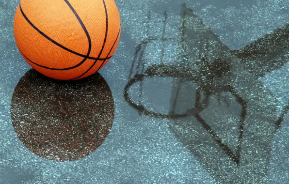Картинка вода, капли, отражение, дождь, мяч, кольцо, щит, баскетбольный
